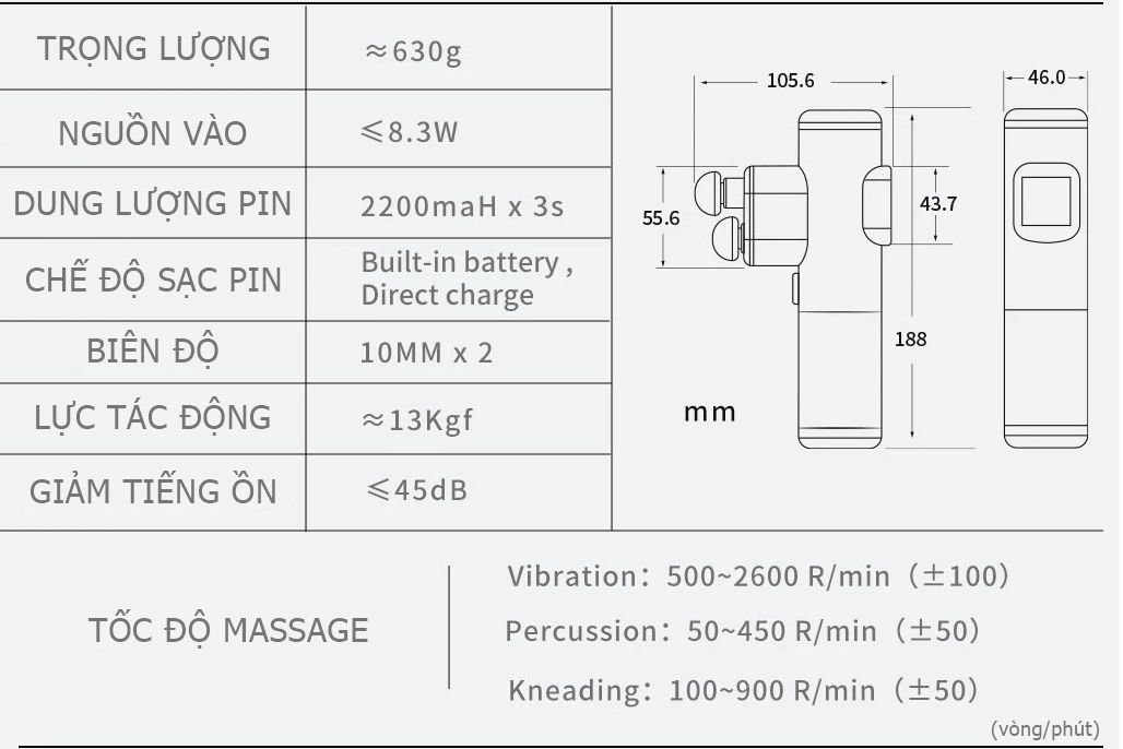 Thông số máy massage kica pro