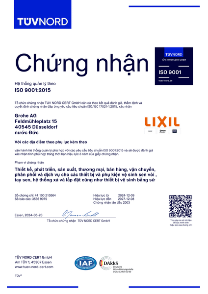 Chứng nhận ISO 9001: sen vòi Quảng Nam