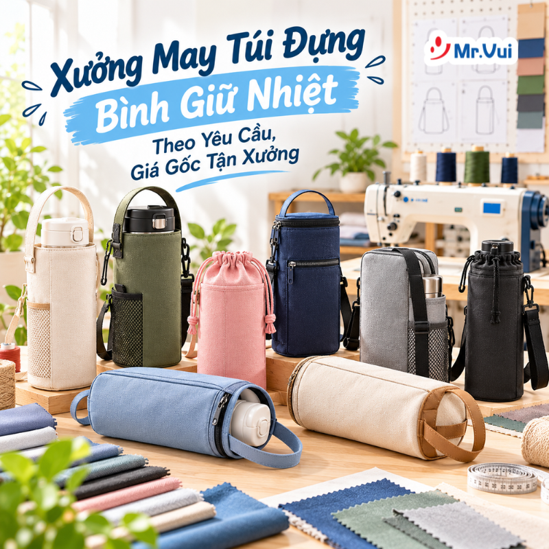 Xưởng May Túi Đựng Bình Giữ Nhiệt Theo Yêu Cầu, Giá Gốc Tận Xưởng