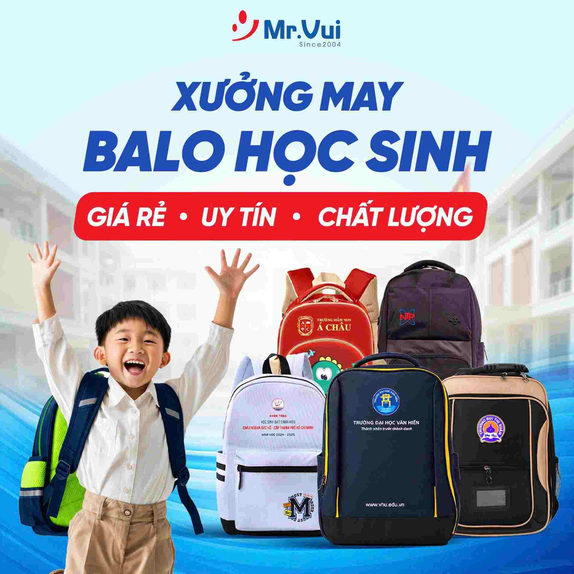 Xưởng May Balo Học Sinh Giá Rẻ, Chất Lượng Theo Yêu Cầu Tại Mr.Vui