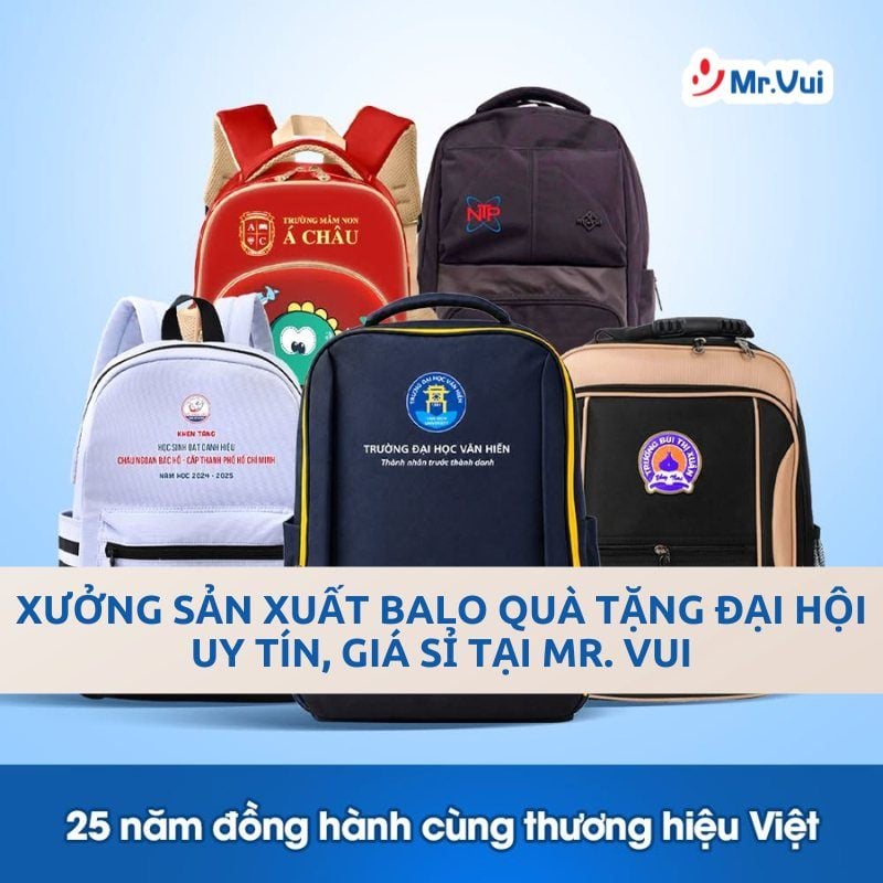 Xưởng Sản Xuất Balo Quà Tặng Đại Hội Uy Tín, Giá Sỉ Tại Xưởng Tại Mr. Vui