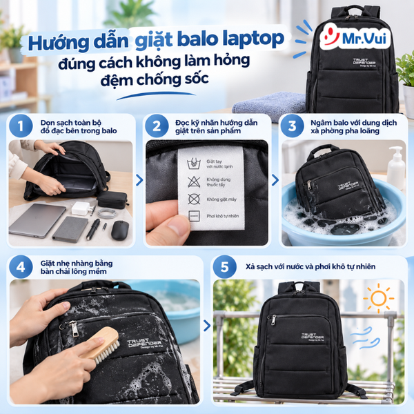 cách vệ sinh balo laptop