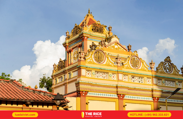 The atmosphere at Vinh Trang Pagoda is serene and sacred
