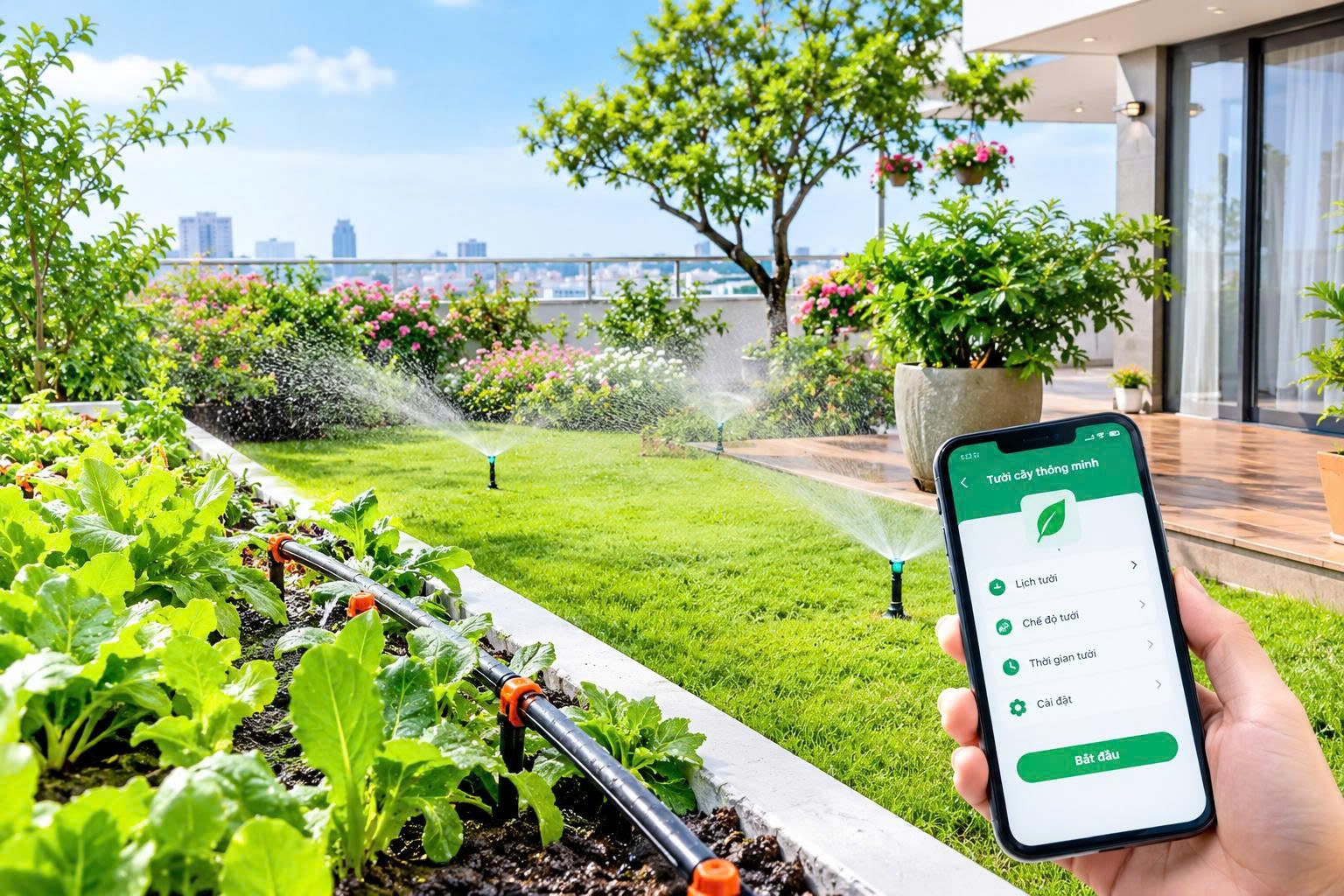 Dịch vụ tưới cây tự động tại phường Hà Đông uy tín, giá tốt
