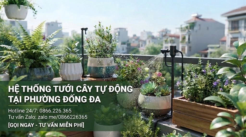 Hệ thống tưới cây tự động tại phường Đống Đa tiết kiệm nước