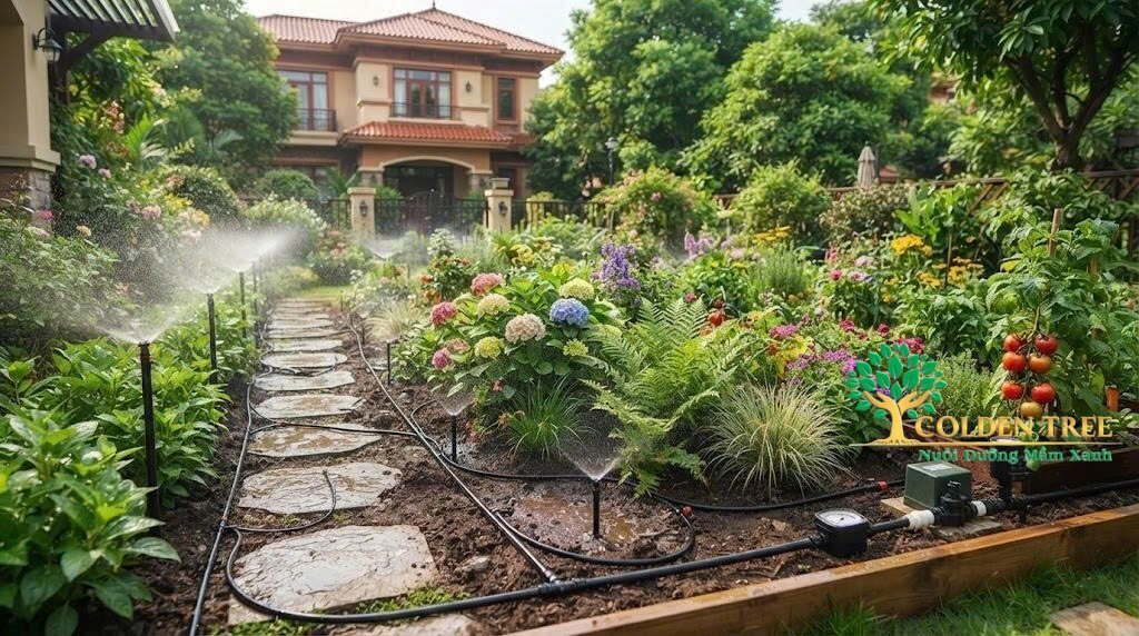Hệ thống tưới cây tự động tại phường Lĩnh Nam