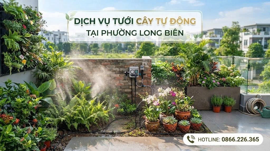 Lắp đặt hệ thống tưới cây tự động tại phường Long Biên