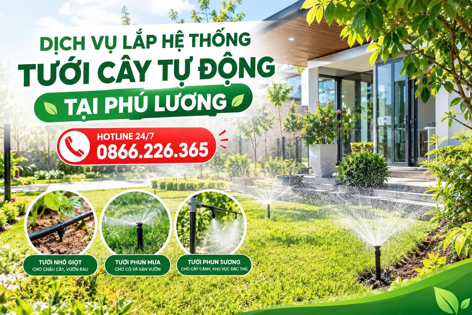 Dịch vụ lắp hệ thống tưới cây tự động tại phường Phú Lương Trọn Gói