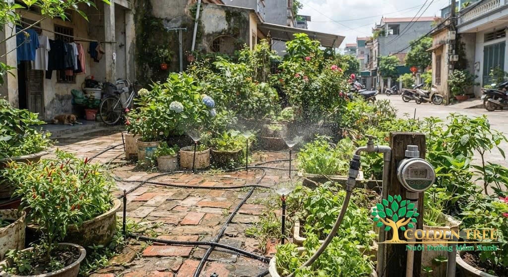 Hệ thống tưới cây tự động tại phường Vĩnh Hưng tiết kiệm