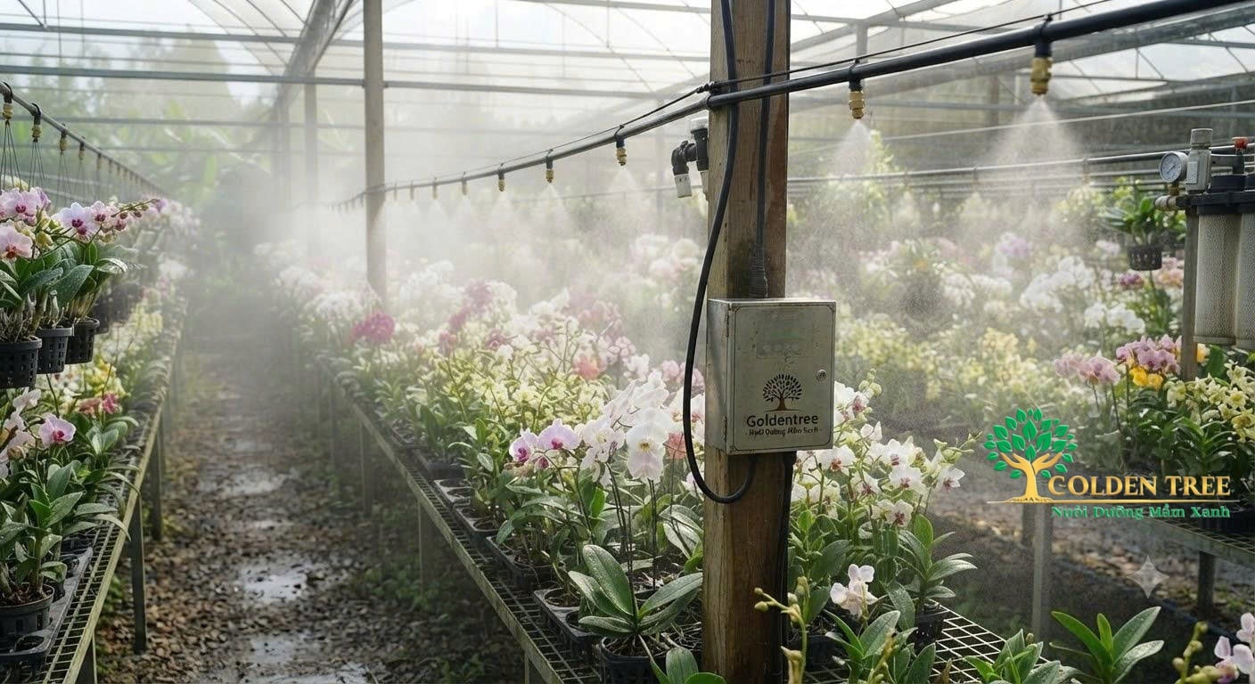 Hệ thống tưới phun sương vườn lan