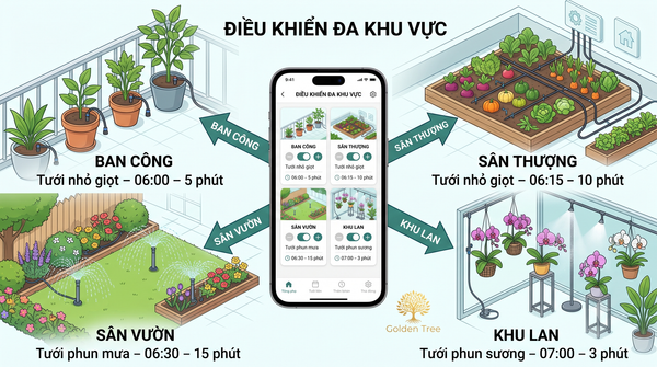 Cài lịch tưới riêng cho từng khu vực
