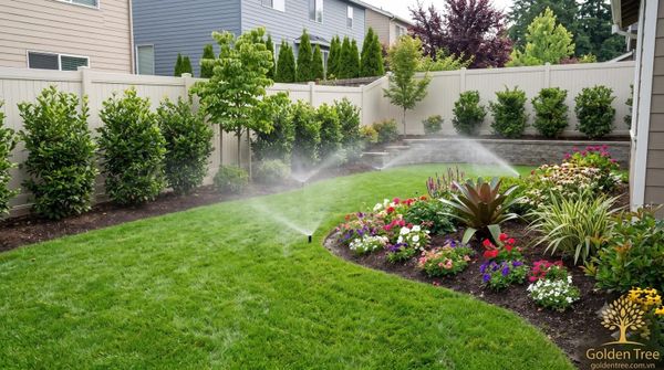 Hệ thống tưới sân vườn kết hợp phun mưa và nhỏ giọt Goldentree