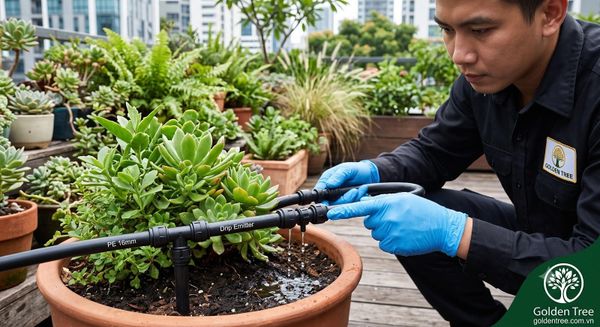 Kiểm tra đầu tưới và đường ống của hệ thống tưới cây tự động