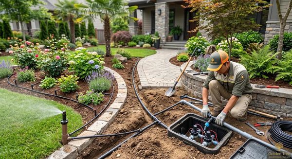 Thi công hệ thống tưới phun mưa kết hợp nhỏ giọt cho sân vườn