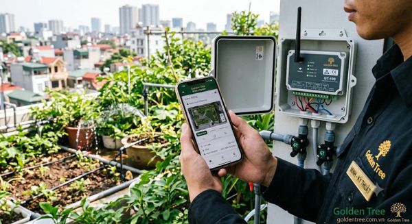 Điều khiển hệ thống tưới thông minh bằng điện thoại Goldentree