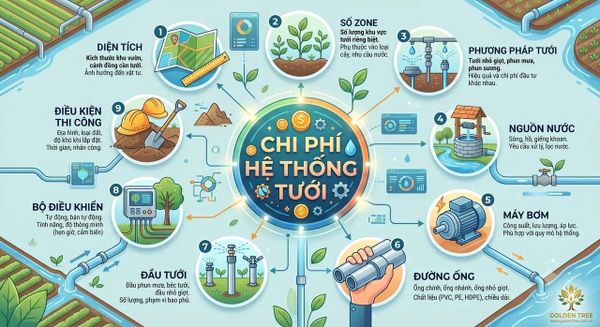 Các yếu tố ảnh hưởng đến chi phí hệ thống tưới cây tự động
