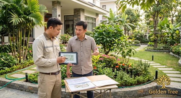 Goldentree tư vấn hệ thống tưới sân vườn tự động theo từng khu vực
