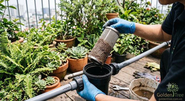 Vệ sinh bộ lọc trong hệ thống tưới cây tự động