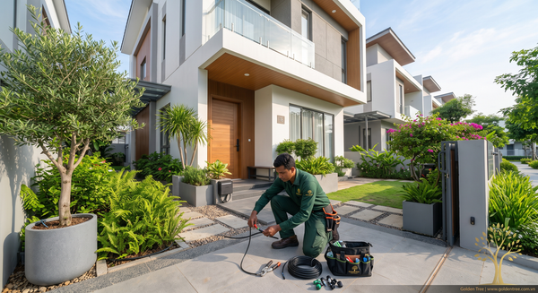 Thi công lắp đặt hệ thống tưới cây nhà phố tự động Goldentree