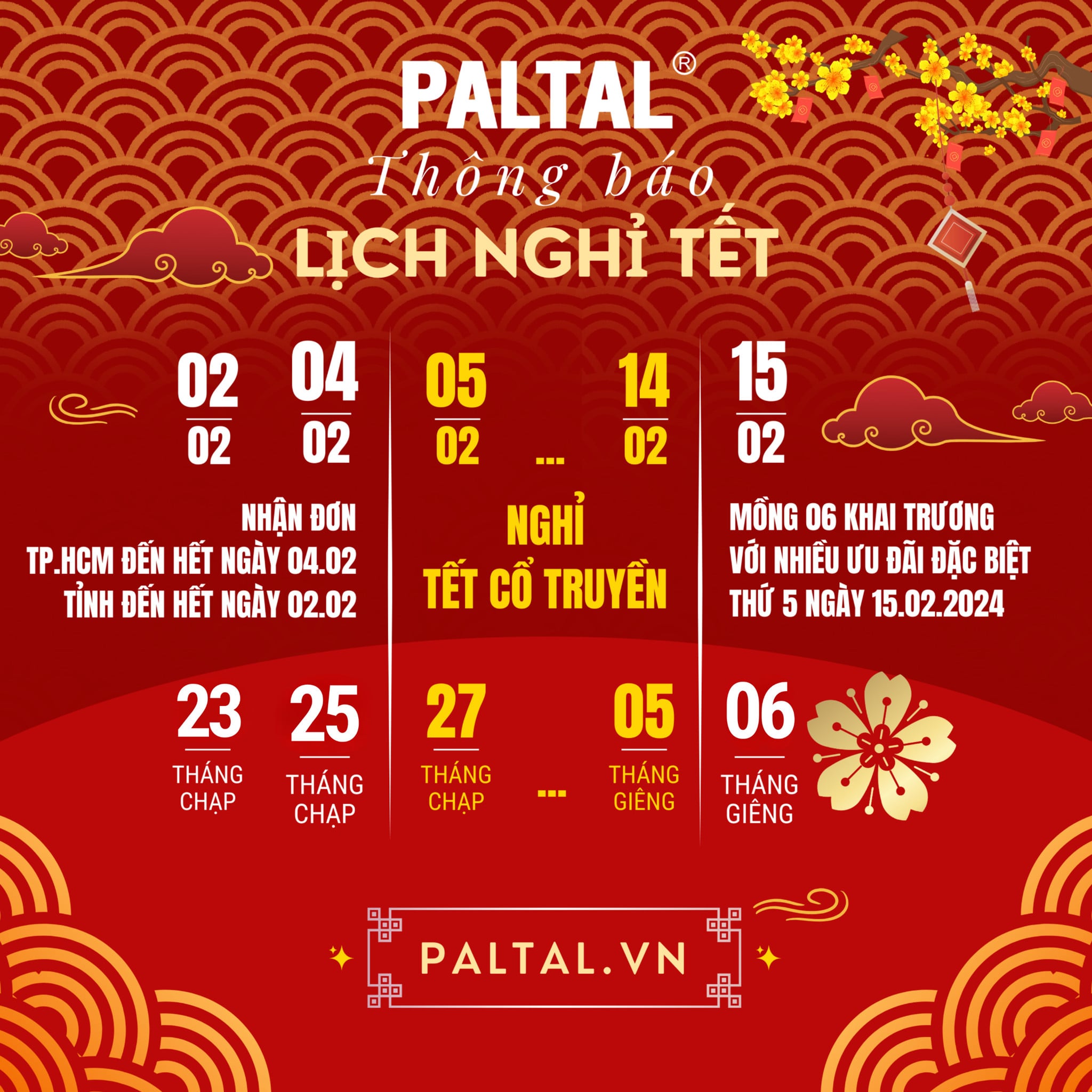 LỊCH NGHỈ TẾT GIÁP THÌN 2024