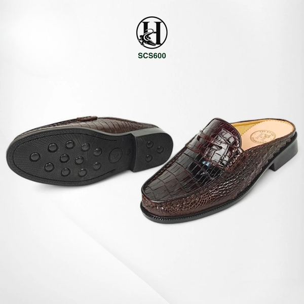 Giày sục hở gót da bụng cá sấu thật SCS600 Luxury HOICROCO