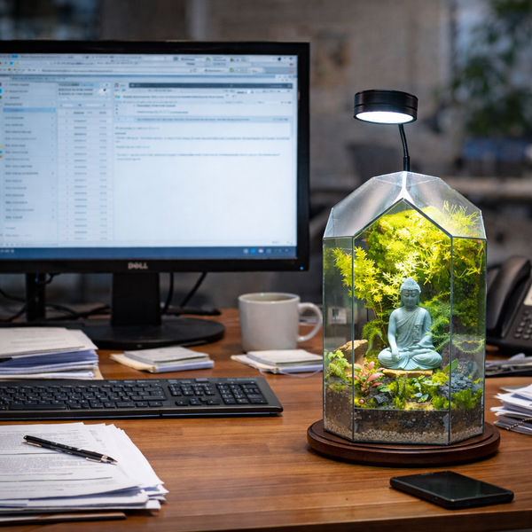 Cải Tạo Bàn Làm Việc Với 1 Chiếc Bình Terrarium Thì Sẽ Như Thế Nào?