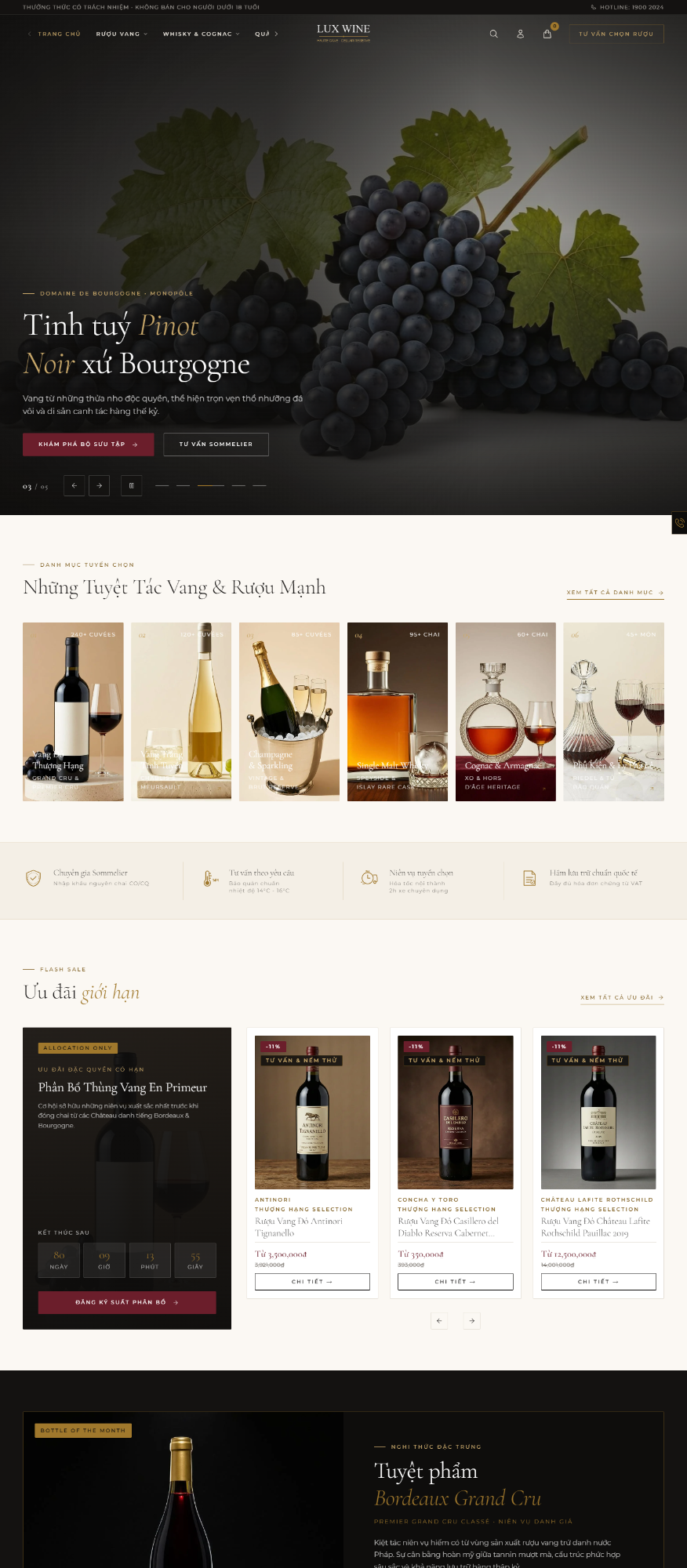Giao diện Lux Wine trên máy tính