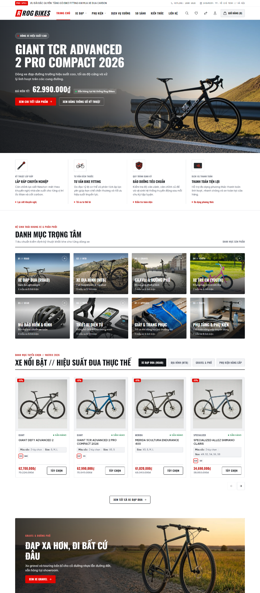 Giao diện Rog Bikes trên máy tính