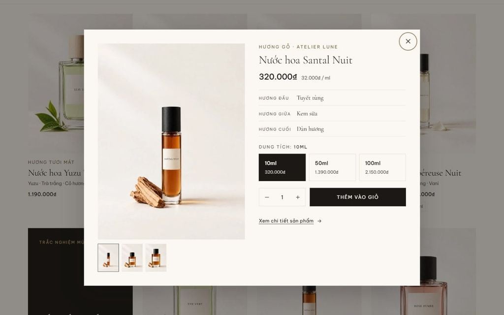 Cửa sổ xem nhanh trên danh sách sản phẩm