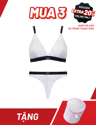  Bra Set Áo ngực nữ không gọng cotton USA iBasic mút mỏng tam giác Bralette và quần lót nữ iBasic cotton USA kháng khuẩn phom lọt khe Young & Free - BRAY107 + PANY107 