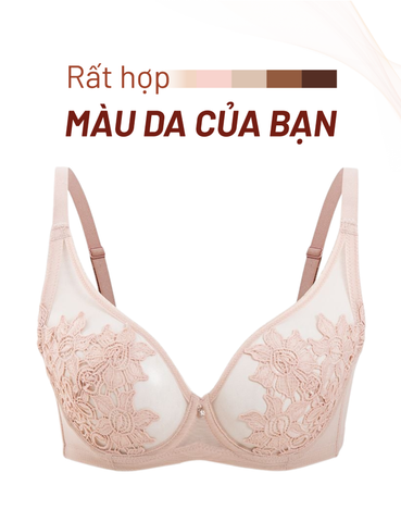  Áo ngực nữ có gọng iBasic không mút ren lưới thêu hoa cup 3/4 - BRAW166 