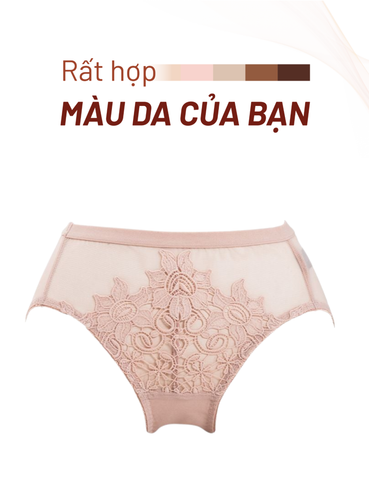 Quần lót ren iBasic lưng vừa lưới thêu hoa hipster - PANW166