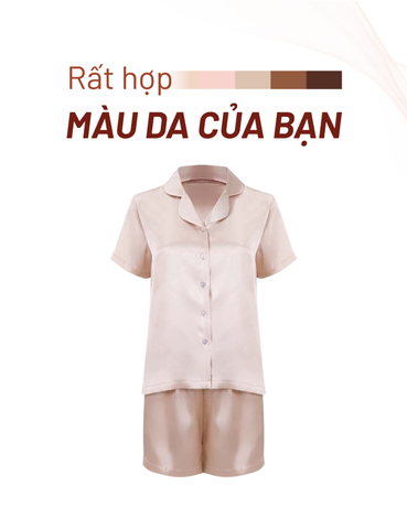  Đồ bộ mặc nhà nữ iBasic lụa satin áo tay ngắn quần đùi – HOMW069 