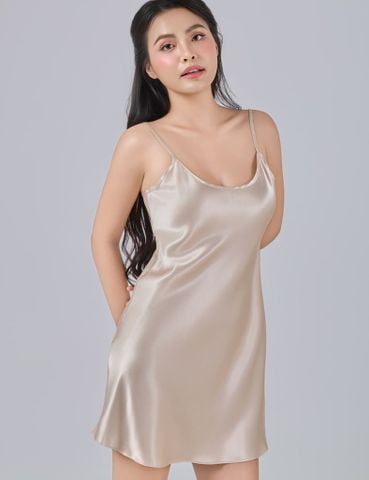  Đầm ngủ nữ màu da iBasic lụa satin mặc nhà - 7916 