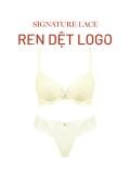  Bra Set Áo ngực, quần lót nữ ren iBasic không gọng mút mỏng họa tiết ren logo - BRAW181A, PANW209 