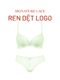  Bra Set Áo ngực, quần lót nữ ren iBasic không gọng mút mỏng họa tiết ren logo - BRAW181A, PANW210 