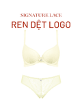  Bra Set Áo ngực, quần lót nữ ren iBasic không gọng mút mỏng họa tiết ren logo - BRAW181A, PANW210 