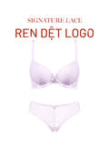  Bra Set Áo ngực, quần lót nữ ren iBasic không gọng mút mỏng họa tiết ren logo - BRAW181A, PANW210 