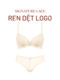  Bra Set Áo ngực, quần lót nữ ren iBasic không gọng mút mỏng họa tiết ren logo - BRAW181A, PANW210 