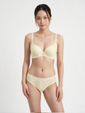  Bra Set Áo ngực, quần lót nữ ren iBasic không gọng mút mỏng họa tiết ren logo - BRAW181A, PANW210 