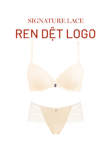  Bra Set Áo ngực, quần lót nữ ren cài trước có gọng mút vừa nâng ngực họa tiết ren logo iBasic BRAW183, PANW181 