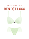  Bra Set Áo ngực, quần lót nữ ren cài trước có gọng mút vừa nâng ngực họa tiết ren logo iBasic BRAW183, PANW181 
