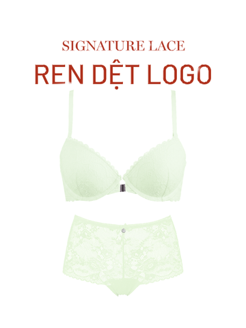  Bra Set Áo ngực, quần lót nữ ren cài trước có gọng mút vừa nâng ngực họa tiết ren logo iBasic BRAW183, PANW212 