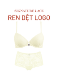  Bra Set Áo ngực, quần lót nữ ren cài trước có gọng mút vừa nâng ngực họa tiết ren logo iBasic BRAW183, PANW212 