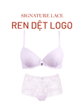  Bra Set Áo ngực, quần lót nữ ren cài trước có gọng mút vừa nâng ngực họa tiết ren logo iBasic BRAW183, PANW212 