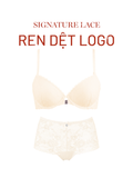  Bra Set Áo ngực, quần lót nữ ren cài trước có gọng mút vừa nâng ngực họa tiết ren logo iBasic BRAW183, PANW212 