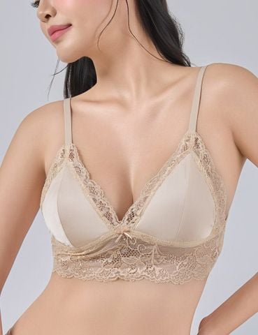  Áo ngực nữ lụa satin Bralette iBasic phối ren - BRAY095 