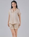  Đồ bộ nữ mặc nhà lụa satin iBasic pyjama tay ngắn quần đùi - HOMW039 