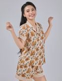  Đồ bộ nữ mặc nhà lụa satin iBasic pyjama tay ngắn quần đùi - HOMW039 