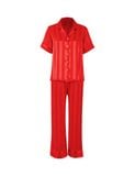  Đồ bộ mặc nhà nữ iBasic lụa satin pyjama sọc tay ngắn quần dài - HOMW043 